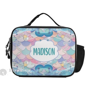 Personalisierter Name Kinder PU-Leder Schulrucksack, Lunch Box, Benutzerdefinierte Meerjungfrau 17 &#39;&#39; Rucksack, Schulgeschenk für sie, Tochter