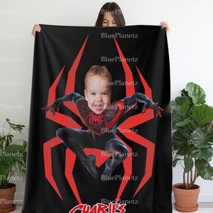 Gepersonaliseerde Spider Man deken, aangepaste foto naam rode superheld deken, verjaardagscadeau, jongensdeken, meisjesdeken, kerstcadeau voor kinderen,