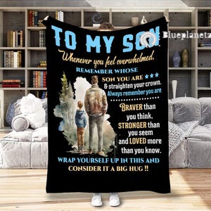 Personalized To My Son Blanket, Custom Dad & Son Blanket, Gift for Son, Birthday Gift from Dad, Message To Son Blanket