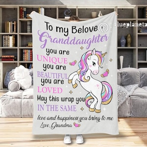 Personalized To My Granddaughter Blanket, Message to My Granddaughter Blanket, Gift for Granddaughter, Birthday Gift from Grandma Grandpa