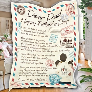 Carta personalizada para mi papá, Manta para el abuelo, Manta de agradecimiento personalizada para el Día del Padre, Regalo para papá, Abuelo, Regalo para él, Manta de cumpleaños