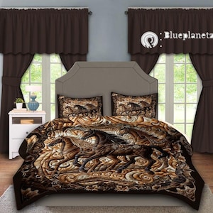Personalized Horse  Bedding Set, Custom Horse Bedding Set, 1 Zippered Duvet Cover & 2 Pillowcases, Christmas Gift