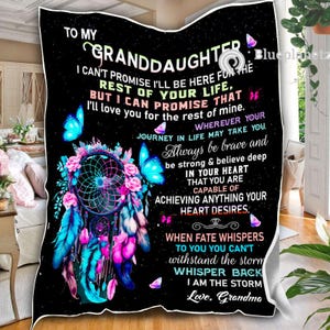 Personalized To My Granddaughter Blanket, Custom Granddaughter Blanket, Message Blanket, Birthday Gift from Grandma Grandpa, Christmas Gift