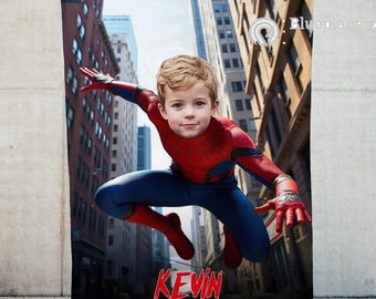 Coperta personalizzata di Spider Man, coperta da supereroe con nome e foto personalizzata, regalo di compleanno, coperta per bambino, coperta per bambina, regalo di compleanno e Natale