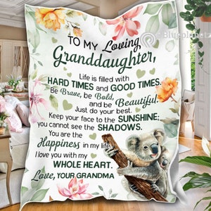 Personalized To My Granddaughter Blanket, Custom Koala Blanket, Gift for Granddaughter, Birthday Gift from Grandma Grandpa