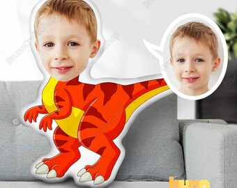 Cuscino tirannosauro personalizzato, cuscino giocattolo con foto personalizzato, cuscino personalizzato per il corpo del viso, cuscino per il tiro del giocattolo per bambini, regalo per il neonato