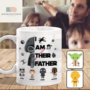 Personalized I Am Their Father Disney Mug, Star Wars Coffee Mug, Custom Kid Name Dad Gift, Fathers Day Gift, Custom Star Wars Ceramic Mug