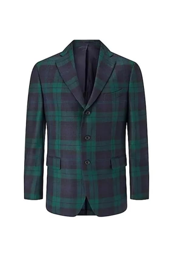 Handmade Black Watch Tartan Jacket Men's Tuxedo Slim Fit Jacket