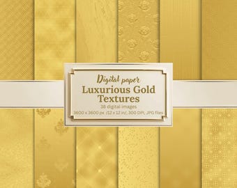 Luxurious Gold Textures, Metallic Digital Paper Pack, Shiny Backgrounds for Invitations, Branding & Scrapbooking