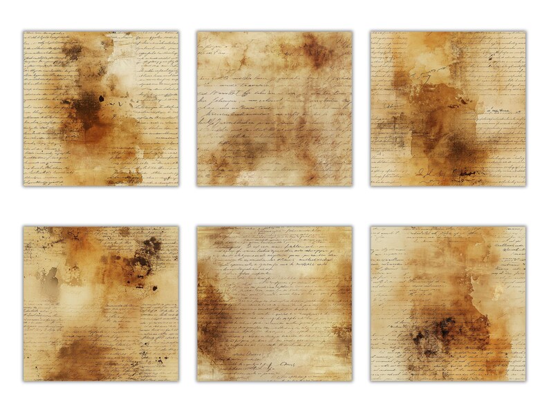 Vintage Handwritten Digital Papers, Seamless Antique Script Backgrounds ...