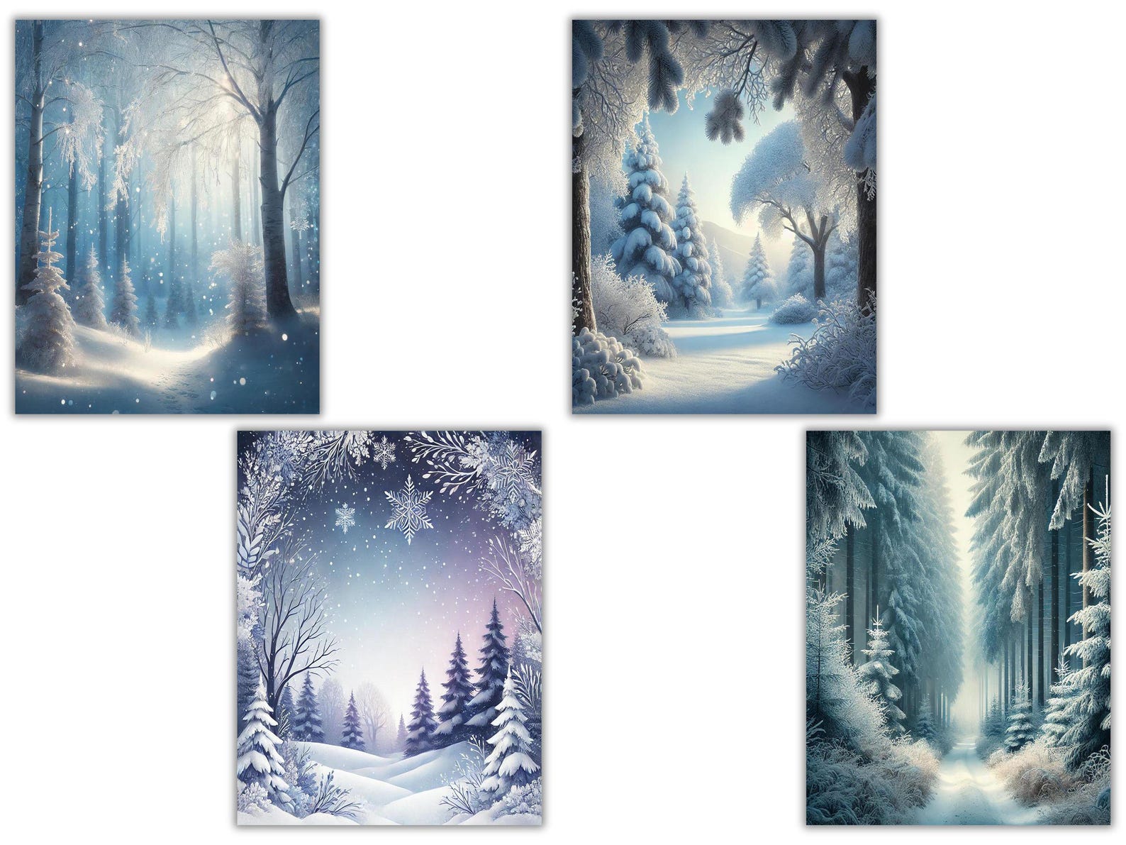 Magical Snowy Forest Backgrounds | Winter Woodland Digital Paper, Snow ...