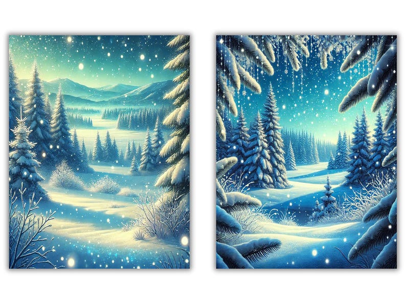 Magical Snowy Forest Backgrounds | Winter Woodland Digital Paper, Snow ...