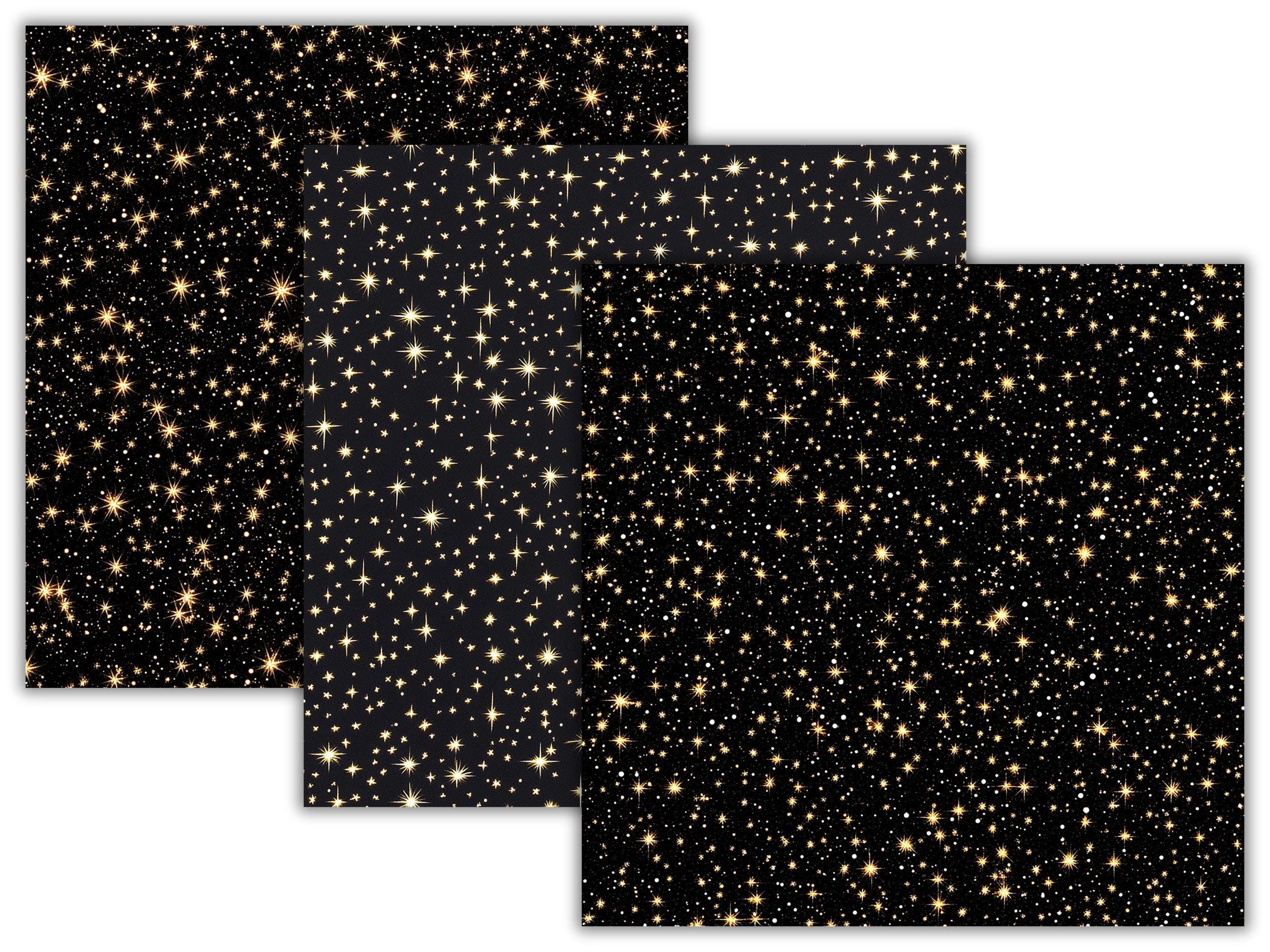 Golden Starry Night Digital Paper Pack, 26 Seamless Gold Stars ...