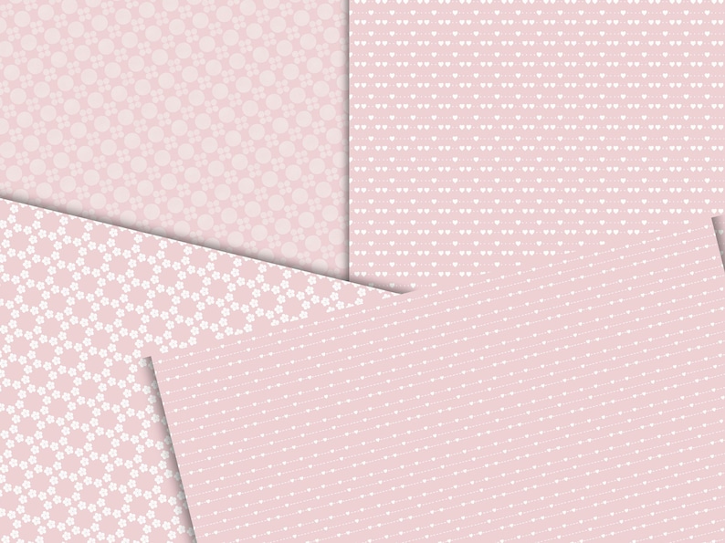 Pink Patterned Papper Cute Baby Pastel Patterns – 36 Seamless Digital Papers in Soft Blush ...