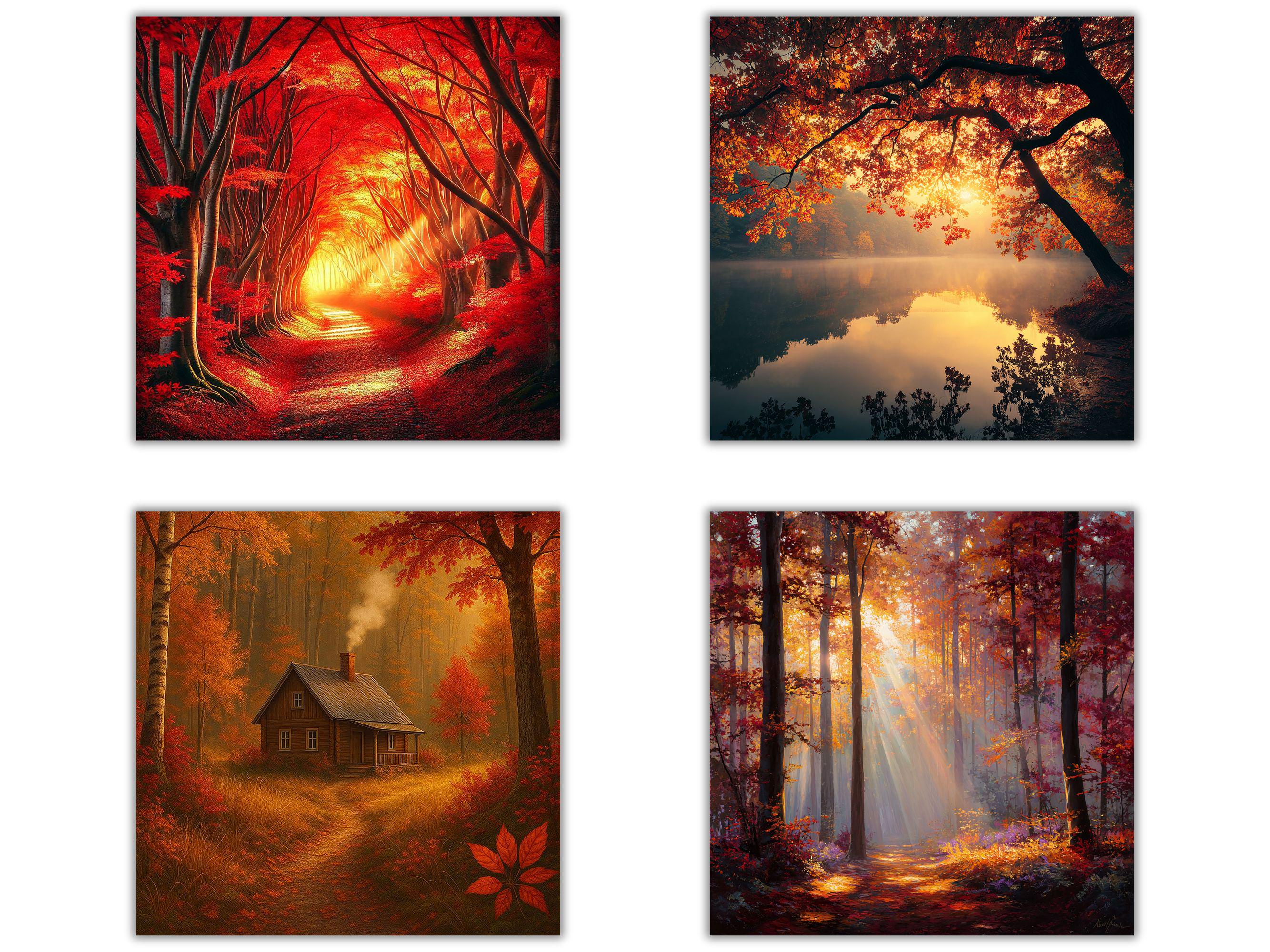 Autumn Forest Backgrounds, Woodland Digital Paper Pack, Fall Landscape ...