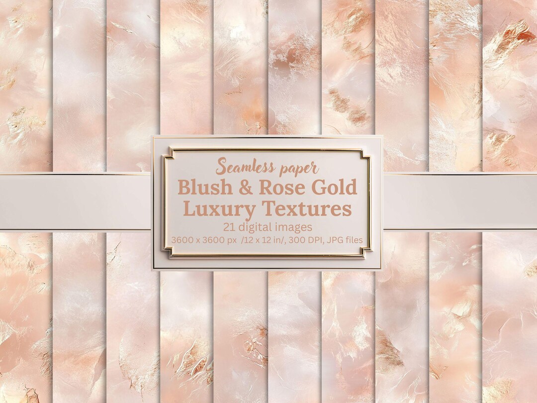 Blush & Rose Gold Luxury Textures, Seamless Digital Papers, Abstract ...