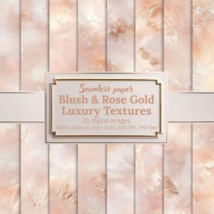 Blush & Rose Gold Luxury Textures, Seamless Digital Papers, Abstract Foil Backgrounds, Blush Pink Marble, Wedding Scrapbook Paper, Branding