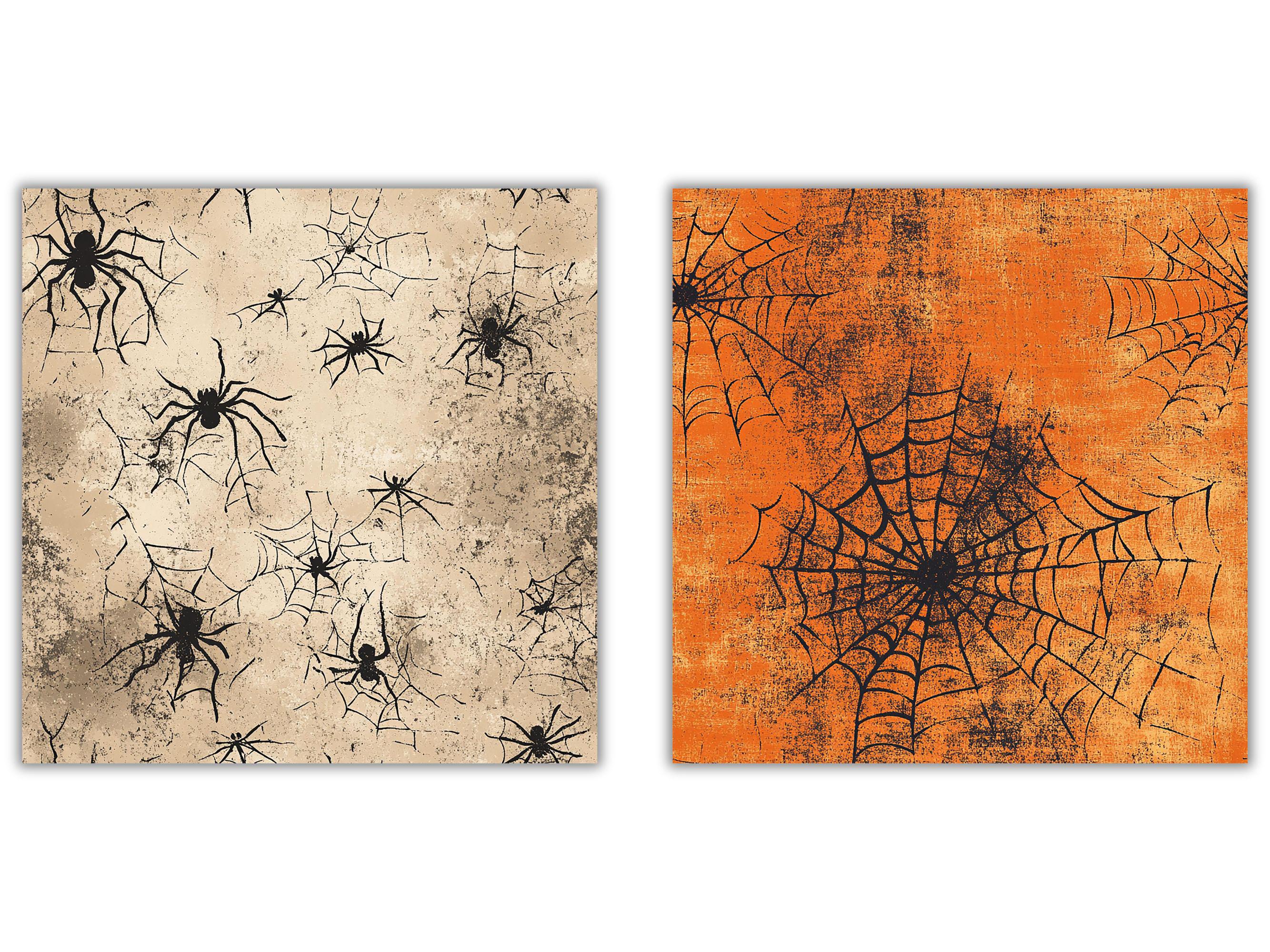 Vintage Halloween Digital Papers, Aged Grunge Texture, Skulls, Spiders ...