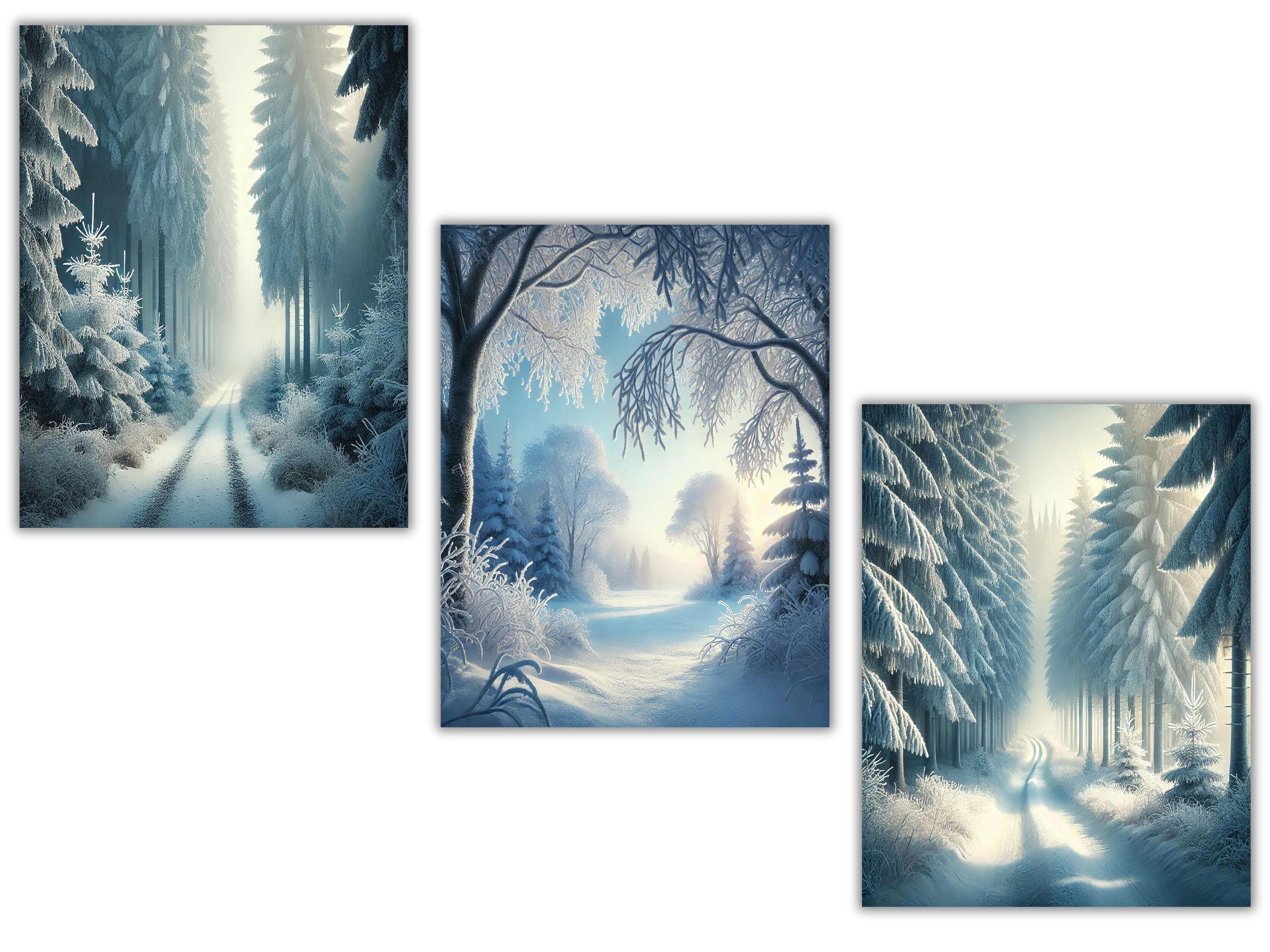 Magical Snowy Forest Backgrounds | Winter Woodland Digital Paper, Snow ...