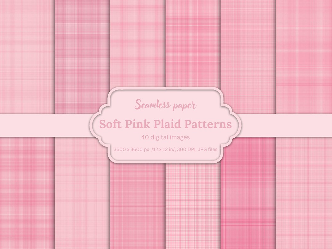 Soft Pink Plaid Patterns, Seamless Digital Papers, Pastel Checkered ...