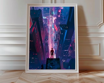 Across the Spiderverse Art Print, Spiderman, Miles Morales, | Vintage Retro Print, Minimalist Poster Decor, Home Decoration