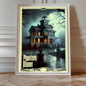 Phantom Manor Print | Vintage Haunted House, Gothic Wall Art, Dark Academia Decor | Witchy room decor, Halloween Wall Art, Home decoration