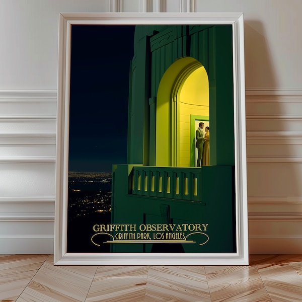 Los Angeles Griffith Observatory | Los Angeles Decor, Apartment Aesthetic | Hollywood Painting, Vintage Wall Art