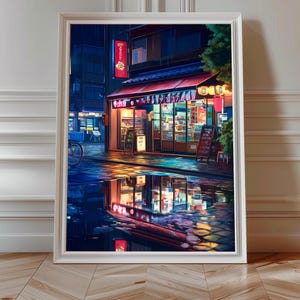 Épicerie Cosy Night Tokyo | Impression d'art aux tons chauds, Lofi, inspirée du Studio Ghibli | Décoration de chambre de l'an 2000, Appartement esthétique, Décoration de maison