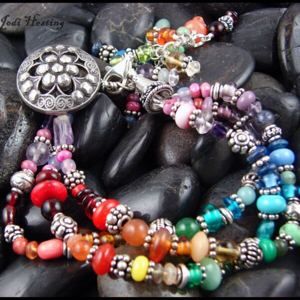 Beadworx - Glas und Sterling Silber - Edelstein-Armband - Mandala