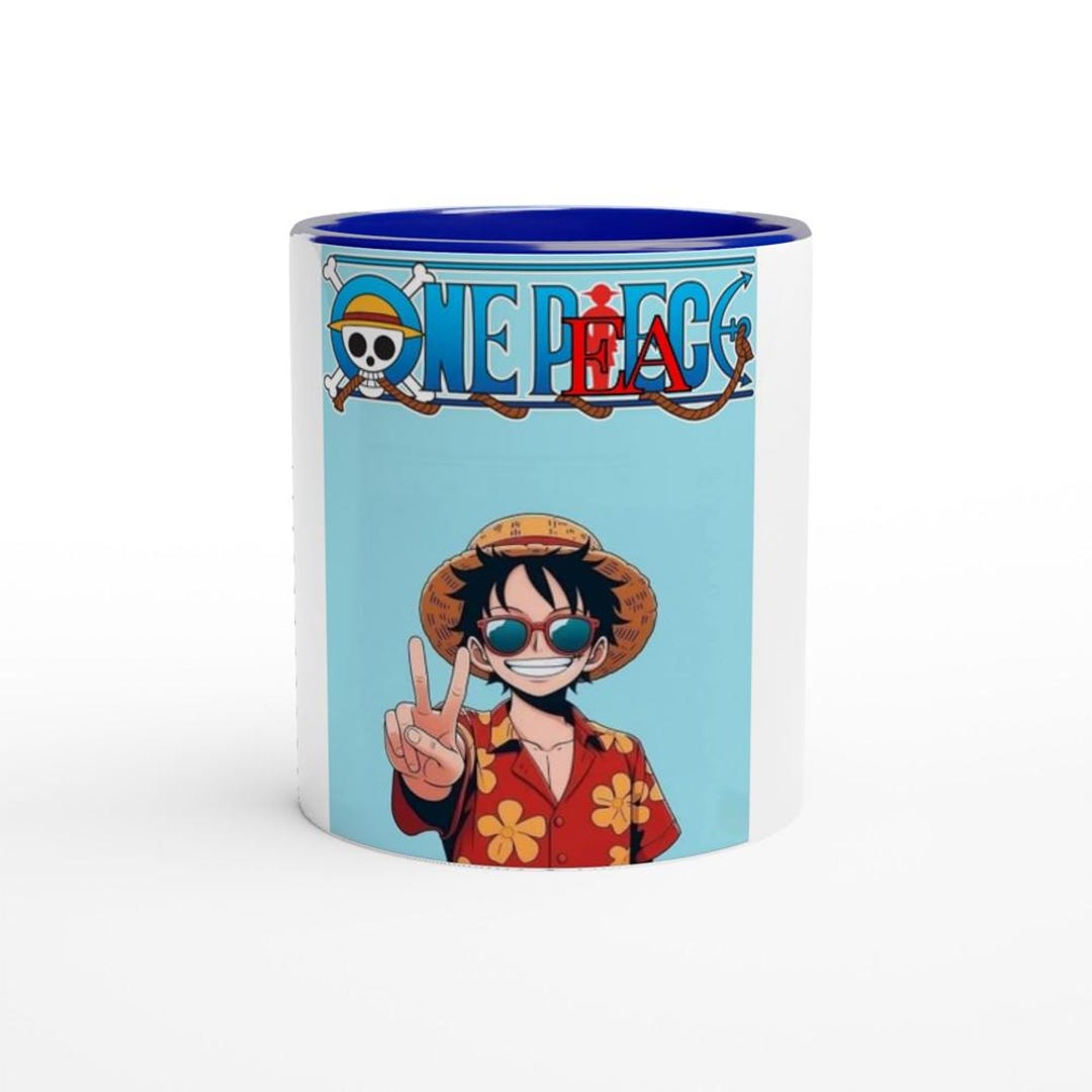 One Peace Label Luffy, One Peace, Peace Sign, Anime Themed 11oz Ceramic Mug With Color ...