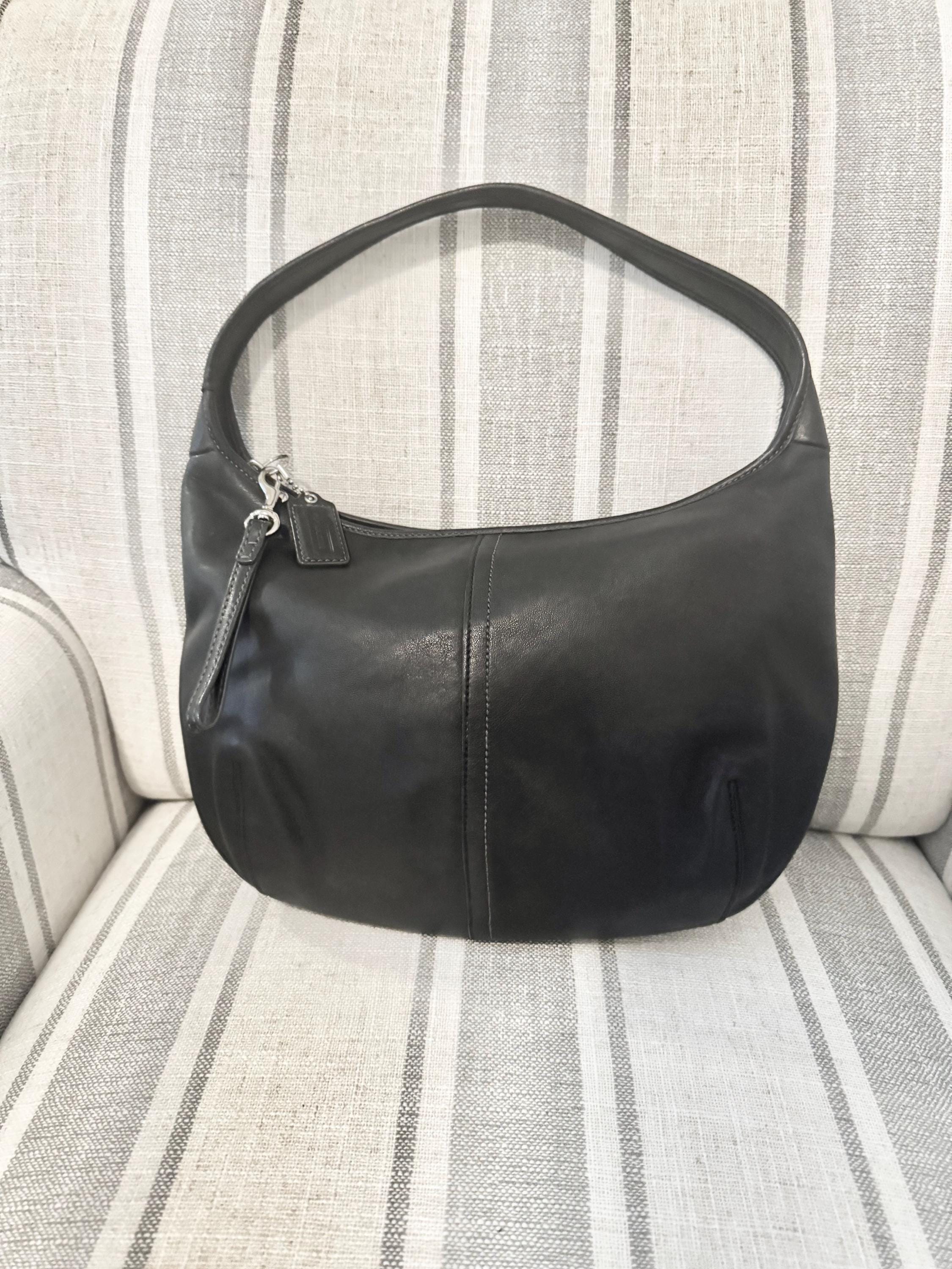 Y2K Coach Vintage Ergo Hobo Black Leather Shoulder Bag RARE Blue