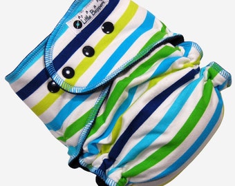 Ready to Ship Large Cloth Diaper - 20-40 lbs - Wind Pro AI2 - Cool Breeze Stripes - Instock L All in Two Nappy- Free US Shipping