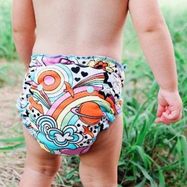 Baby Cloth Diaper or Cover Made to Order - Groovy Girl - Custom Nappy - You Pick Size & Style - Fitted, AI2, or Cover - Hippie Flower Child