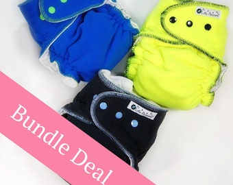 Surprise-Me Bundle of 3 Overnight Cloth Diapers - Set of Three Made to Order Wind Pro Extended-Use Overnight Nappies - Save! - Free Shipping