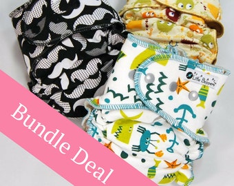 Surprise-Me Bundle of 3 Hidden-PUL AI2 Cloth Diapers - Pack of Three Made to Order Hidden PUL Diapers Nappies - Save Money - Mystery Bundle