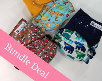 Surprise-Me Bundle of COVERS: 3 Wind Pro Cloth Diaper COVERS with Prints - Pack of Three Made to Order Nappy Wraps - Free US Shipping