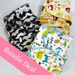 Surprise-Me Bundle of 3 Hidden-PUL AI2 Cloth Diapers - Pack of Three Made to Order Hidden PUL Diapers Nappies - Save Money - Mystery Bundle