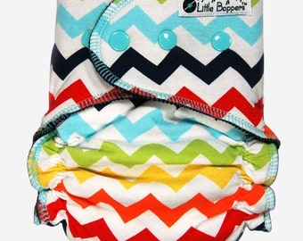 Custom Cloth Diaper or Cover - Multi Chevron - You Pick Size and Style - Made to Order Nappy or Wrap - Rainbow Chevron