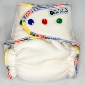 Cloth Diaper Made to Order Overnight Extended-Use Wind Pro AI2 - White with Rainbow Trim - You Pick Size- WindPro Nighttime Sleep- Free Ship