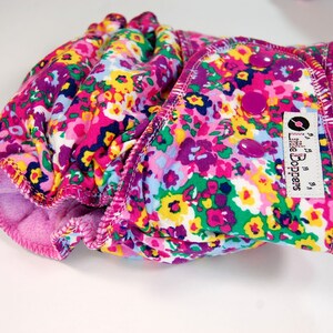 Custom Cloth Diaper or Cover Pansies You Pick Size and Style Bright Flowers Floral Diaper or Cover, Nappy or Wrap Made to Order image 3