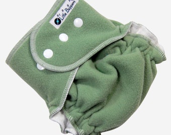 Ready To Ship Overnight Diaper Cover - 10-25 lbs - Small/Medium - Sage Green WindPro Fleece - Cloth Diaper Cover - Polartec Wind Pro