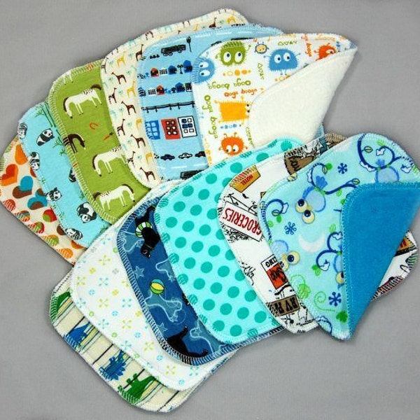 Cloth Diaper Wipes - Cloth Baby Washcloths Wipes - Family Cloth - One Dozen, Assorted - Variety - Set of 12 Wash Cloths Baby Wipes