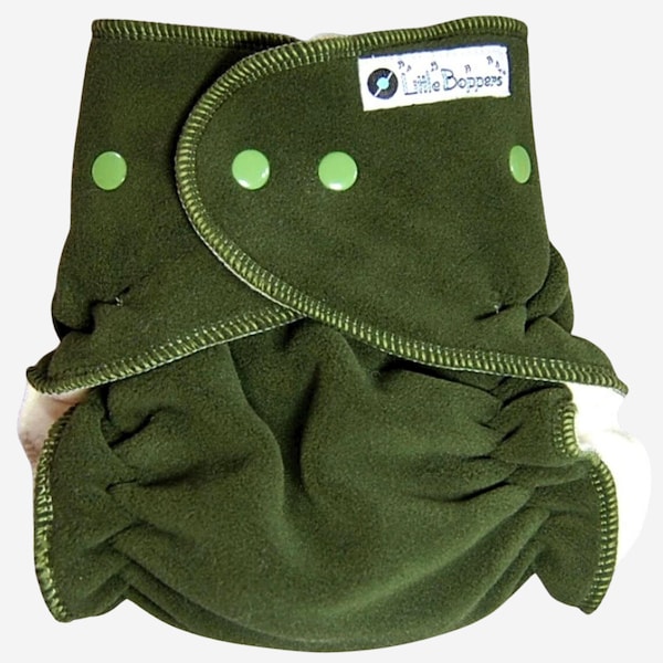 Cloth Diaper Cover Made to Order - Wind Pro Fleece - Forest Green Windpro- You Pick Size and Trim Color of Snaps & Serging Thread- Free ship