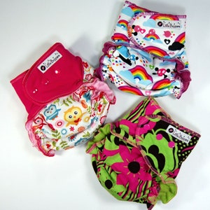 Surprise-Me Bundle COVERS: 3 Hidden-PUL COVERS for Cloth Diapers Pack of Three Made to Order Nappy Wraps Save Money Mystery Bundle image 8