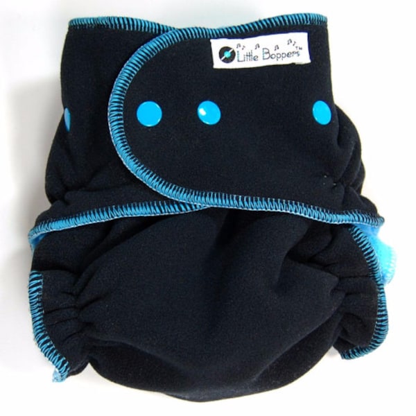 Cloth Diaper Cover Made to Order - Wind Pro Fleece - Midnight Blue Windpro - You Pick Size and Trim Color of Snaps Thread - Overnight Cover