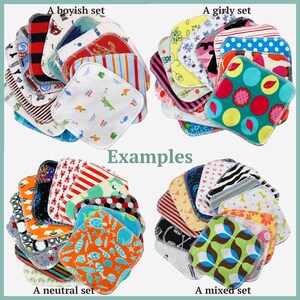 Cloth Diaper Wipes Cloth Baby Washcloths Wipes Family Cloth One Dozen, Assorted Variety Set of 12 Wash Cloths Baby Wipes image 4