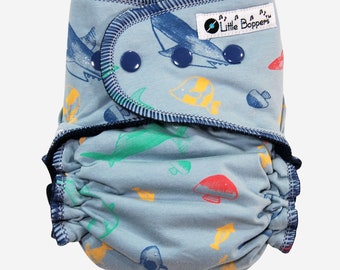 Custom Cloth Diaper or Cover - Made to Order - Sharks and Swimmers - Free Shipping - You Pick Size and Style - Under the Sea - Ocean