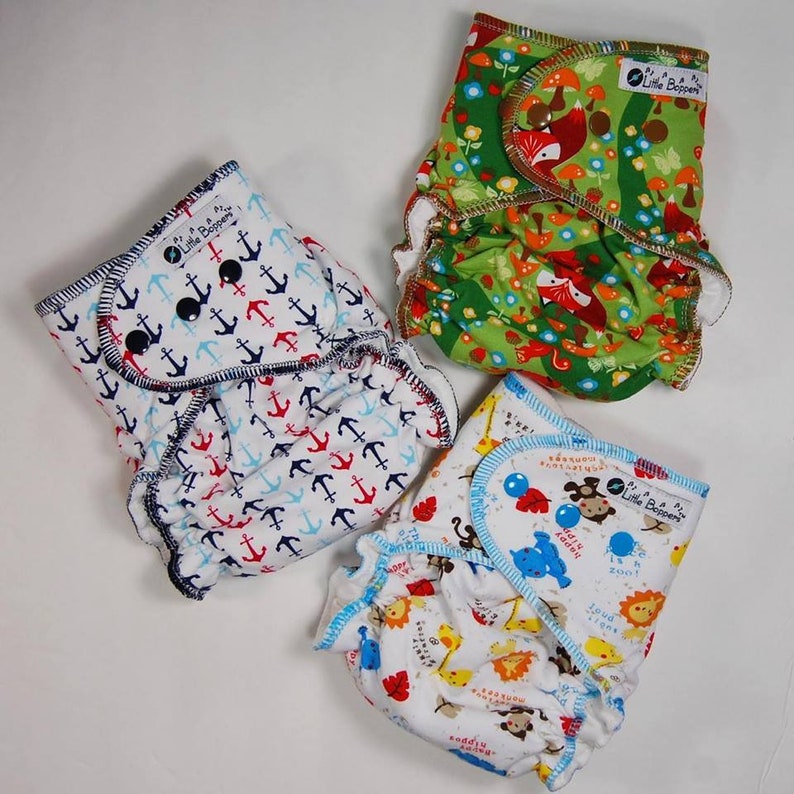 Surprise-Me Bundle COVERS: 3 Hidden-PUL COVERS for Cloth Diapers Pack of Three Made to Order Nappy Wraps Save Money Mystery Bundle image 2