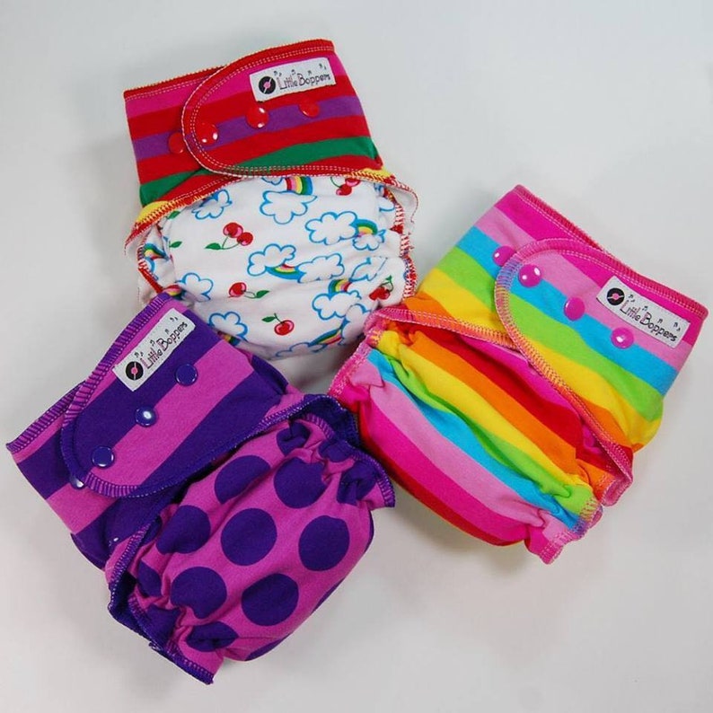 Surprise-Me Bundle COVERS: 3 Hidden-PUL COVERS for Cloth Diapers Pack of Three Made to Order Nappy Wraps Save Money Mystery Bundle image 3