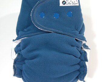 Cloth Diaper Made to Order Overnight Extended-Use Wind Pro AI2 - Light Navy WindPro Fleece - You Pick Size - Nighttime Sleep - Indigo Blue